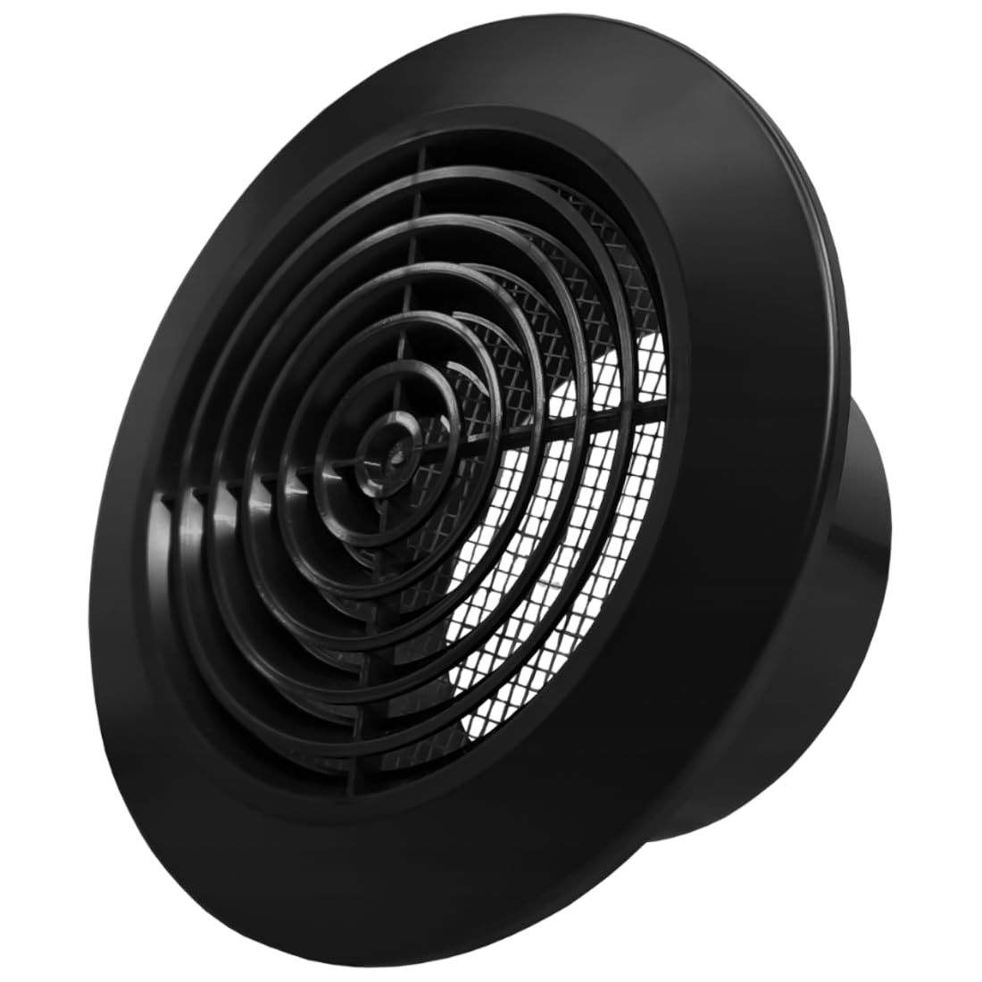 5-inch / 125 mm Circular Ceiling Mounted Air Vent Grille Cover, Round Ventilation Extract/Supply Valve Diffuser (Black)