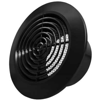 5-inch / 125 mm Circular Ceiling Mounted Air Vent Grille Cover, Round Ventilation Extract/Supply Valve Diffuser (Black)