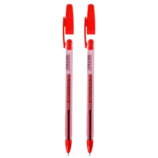 Ballpoint Pens, Gel Ink Ballpoint Pens, Smudge Free, Extra Fine Point 0.5 mm, Ideal for School, Office (Red, 2 Pens)
