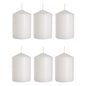 Set of 6 Pillar Candles, Votive Candles, Decorative Household Candles - Up to 66 Hours - 15 x 7 cm / 6 x 2.75" (White, Matt)