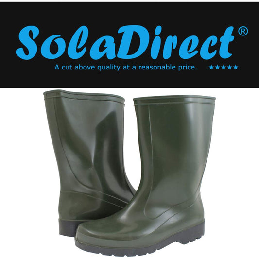 Olive Green Men's Wellington Boots Waterproof Wellies Durable PVC Gardening (Size UK 7 / EU 41)