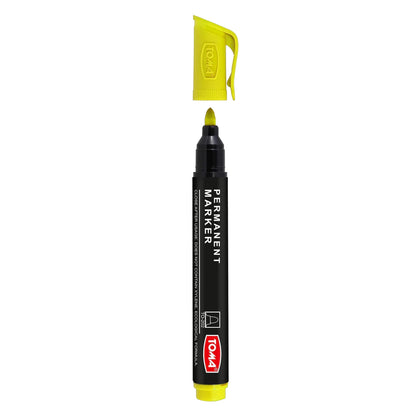 Yellow Permanent Marker Pen - Waterproof 2.0 mm Fibre Tip - Durable Writing Marker for Cardboard, Plastic, Metal, Glass, Wood