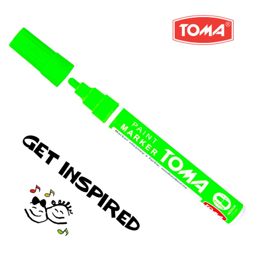 Green Neon Oil-Based Paint Marker Pen Permanent - 2.5mm Round Tip, Fast-Drying Waterproof Ink - Universal for All Surfaces