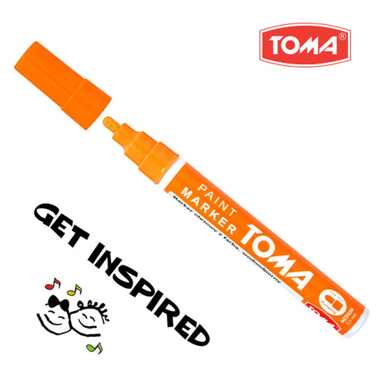 Orange Oil-Based Paint Marker Pen Permanent - 2.5mm Round Tip, Fast-Drying Waterproof Ink - Universal for All Surfaces