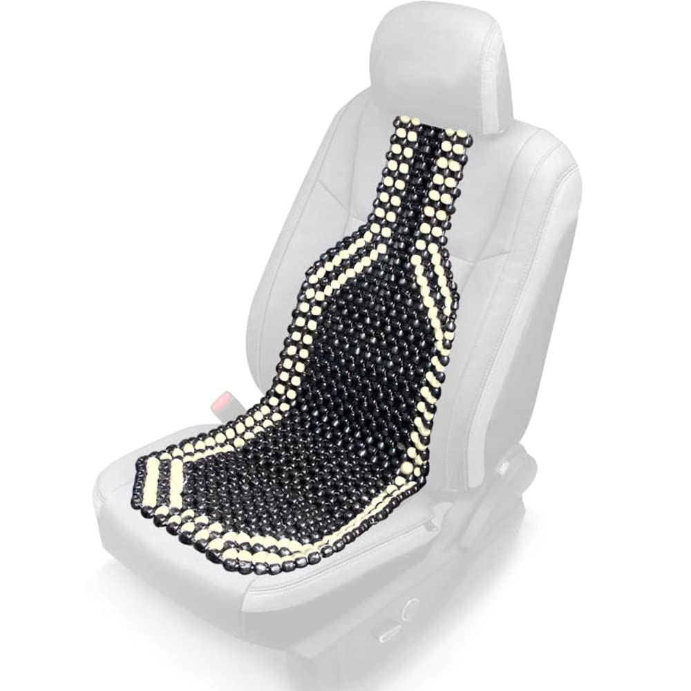 Black Wooden Beaded Massage Car Front Seat Cover Cushion Comfortable