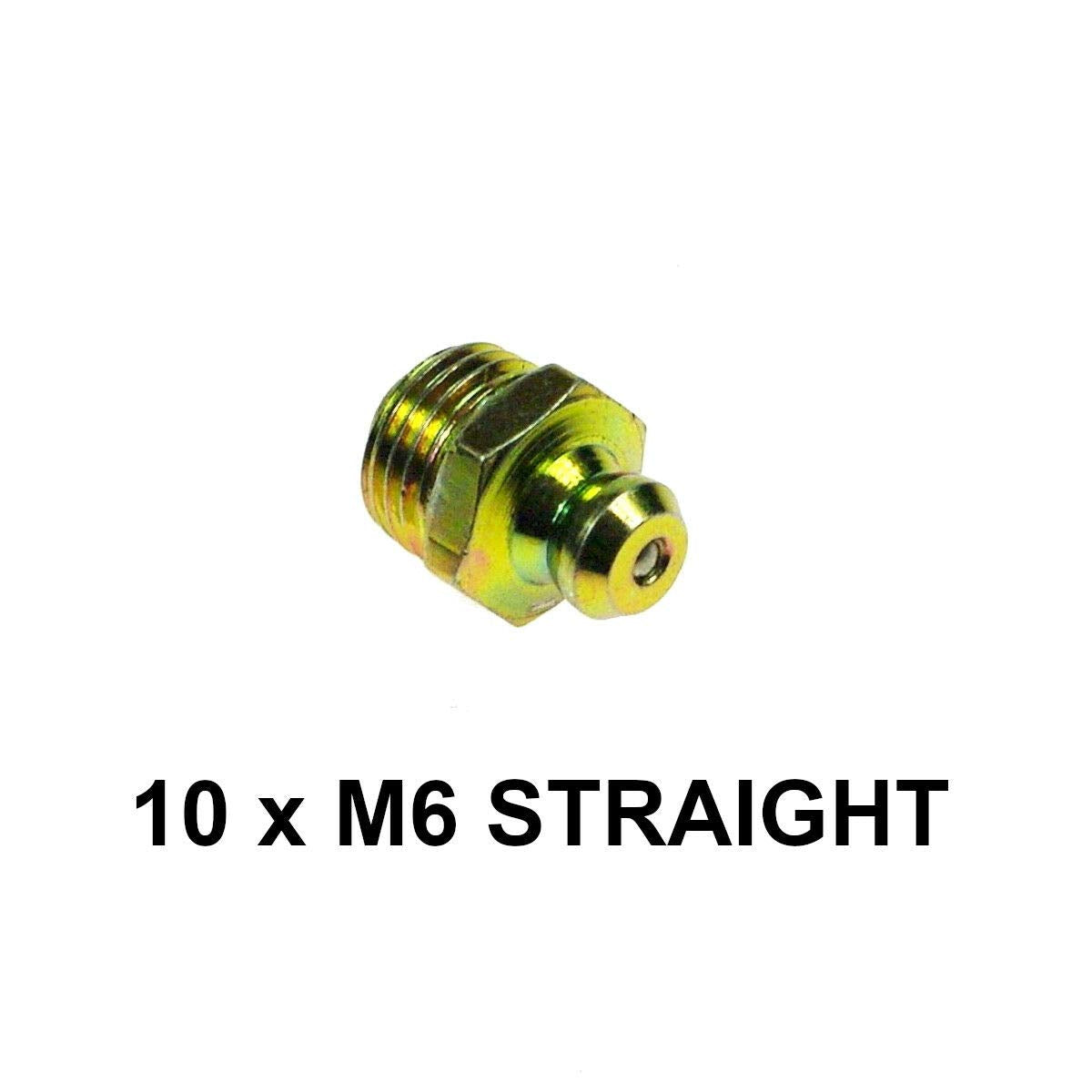 10 pcs of 6 mm M6 x 1 mm Straight Grease Gun Nipples Fittings