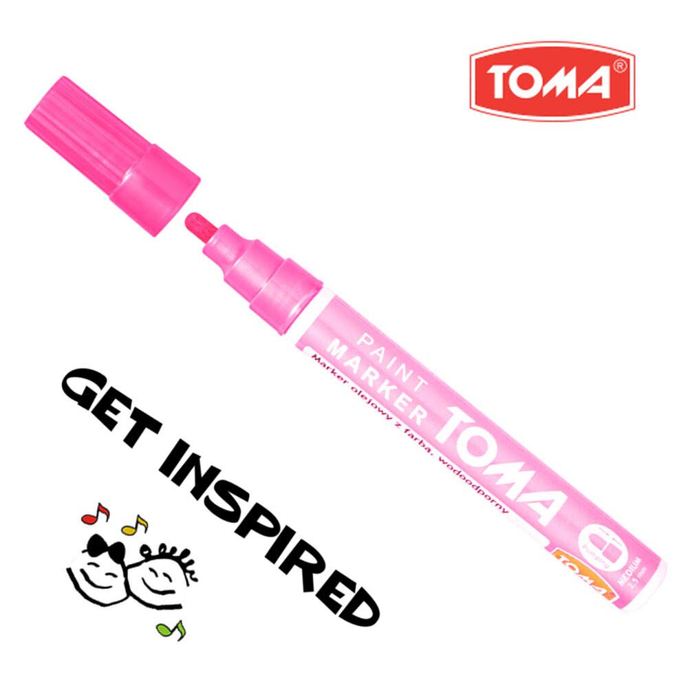 Pink Oil-Based Paint Marker Pen Permanent - 2.5mm Round Tip, Fast-Drying Waterproof Ink - Universal for All Surfaces