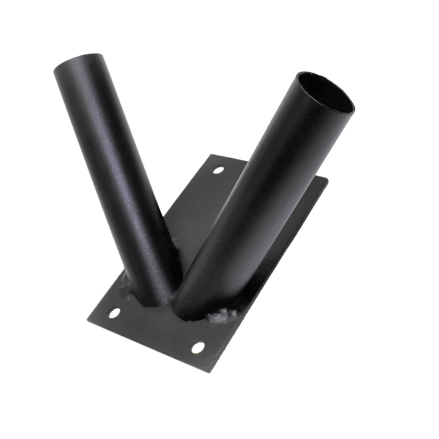 Double Flag Pole Holder - Wall Mounted Flag Pole Bracket, Powder Coated (Black), Rust and Weather Resistant, Heavy Duty