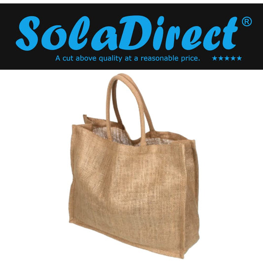 Pack of 3 Jumbo Large Natural Hessian Jute Bags 36 x 42 x 15 cm (Laminated Interior)