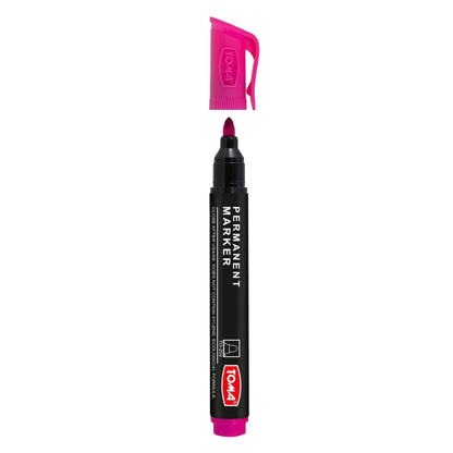 Pink Permanent Marker Pen - Waterproof 2.0 mm Fibre Tip - Durable Writing Marker for Cardboard, Plastic, Metal, Glass, Wood
