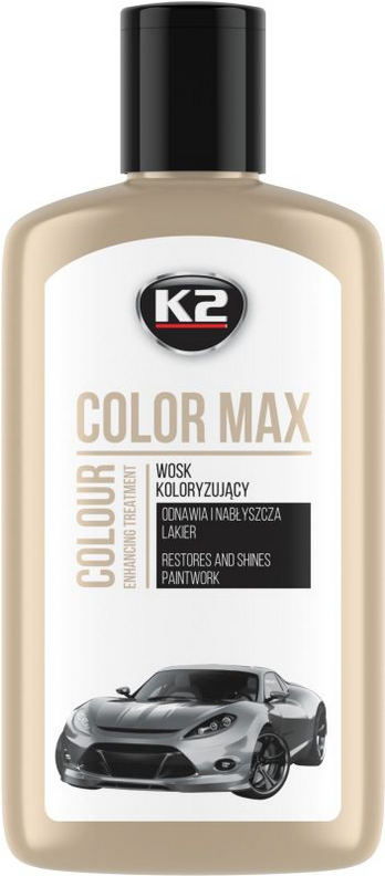 K2 Color Max White Colour Wax 200ml - Car Wax Polish for Standard and Metallic Finishes, Restores Shine, Helps Reduce Minor Marks
