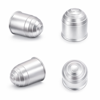 4 x Tow Bar Ball Cover 50mm - Silver Matt Towball Protector Cap - Universal Fit Tow Hitch Ball Cover - Dirt Rust Grease Protection