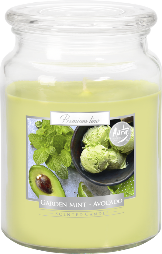 18oz Large Scented Candle In Glass Jar Fragrance Aromatic 100 Hr Burn Time (Garden Mint Avocado)