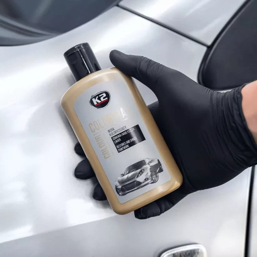 K2 Color Max Silver Colour Wax 200ml - Car Wax Polish for Standard and Metallic Finishes, Restores Shine, Helps Reduce Minor Marks