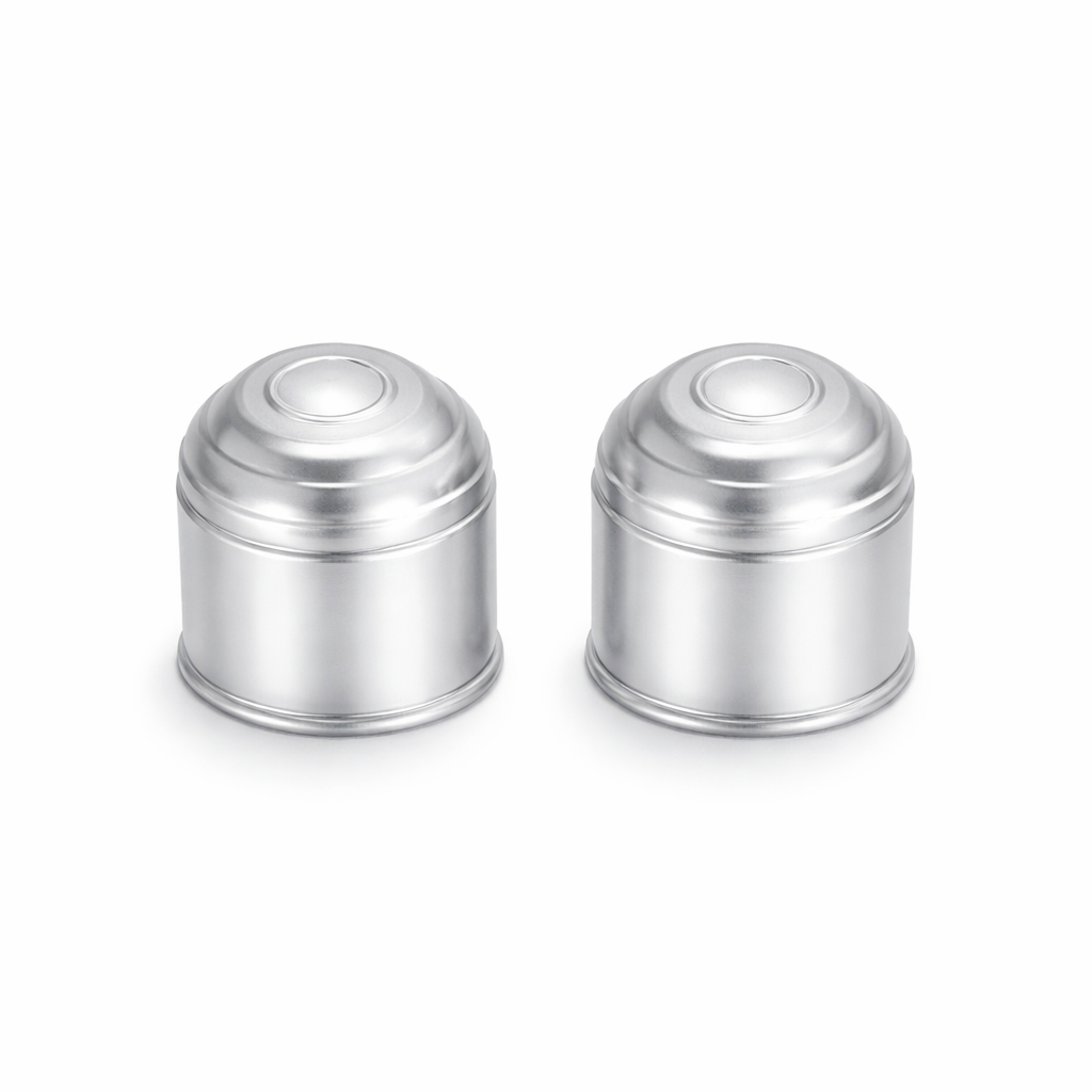 2 x Tow Bar Ball Cover 50mm - Silver Matt Towball Protector Cap - Universal Fit Tow Hitch Ball Cover - Dirt Rust Grease Protection