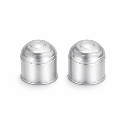2 x Tow Bar Ball Cover 50mm - Silver Matt Towball Protector Cap - Universal Fit Tow Hitch Ball Cover - Dirt Rust Grease Protection