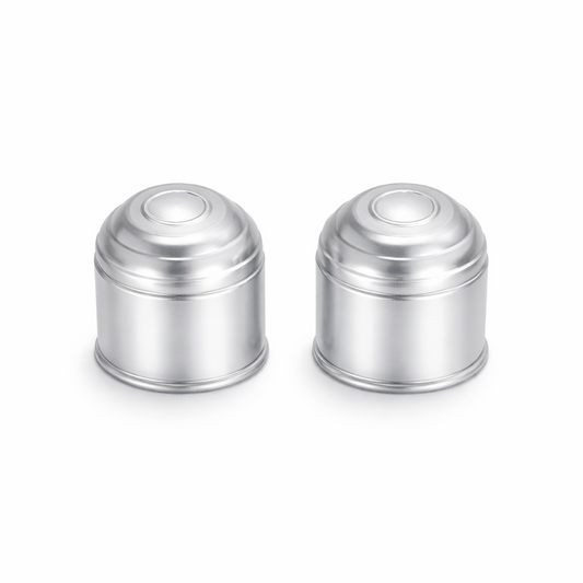 2 x Tow Bar Ball Cover 50mm - Silver Matt Towball Protector Cap - Universal Fit Tow Hitch Ball Cover - Dirt Rust Grease Protection
