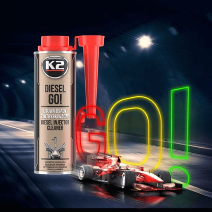 K2 Diesel Go 250ml Diesel Injector Cleaner - Fuel Additive for Common Rail, DPF and FAP Systems, High Pressure Injectors
