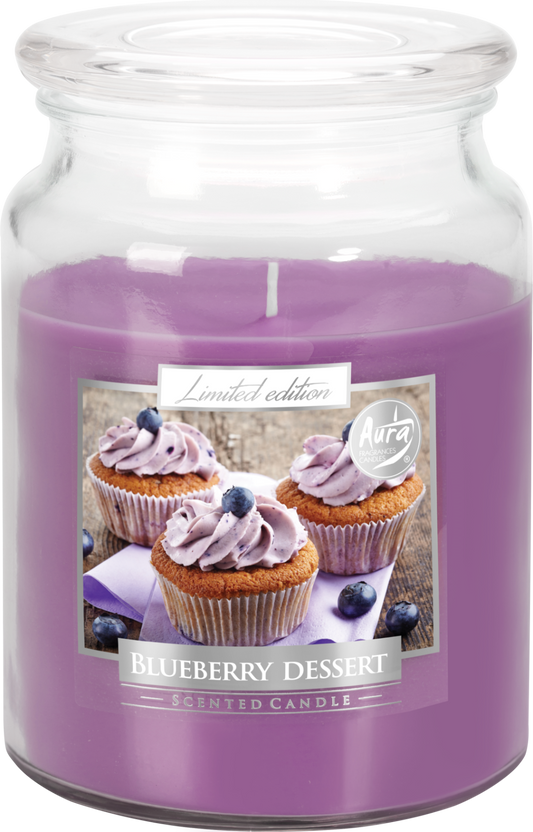 18oz Large Scented Candle In Glass Jar Fragrance Aromatic 100 Hr Burn Time (Blueberry Dessert)