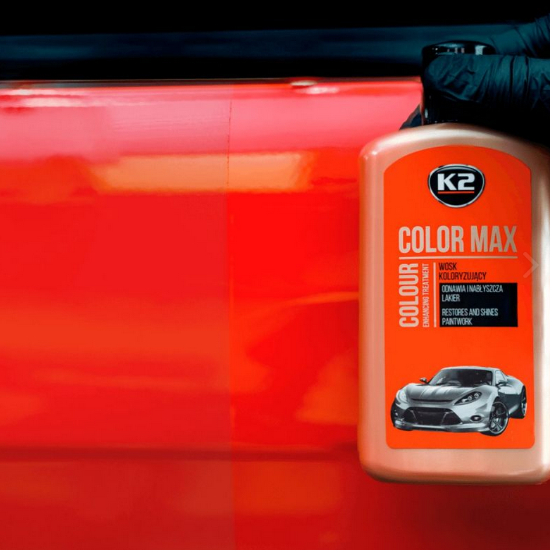K2 Color Max Red Colour Wax 200ml - Car Wax Polish for Standard and Metallic Finishes, Restores Shine, Helps Reduce Minor Marks