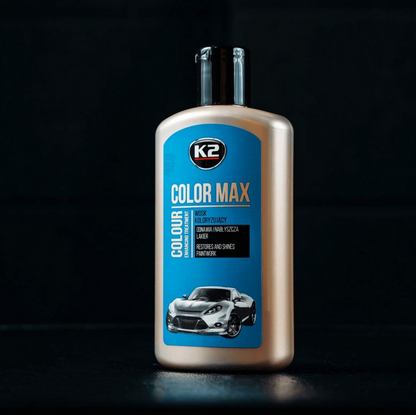 K2 Color Max Blue Colour Wax 200ml - Car Wax Polish for Standard and Metallic Finishes, Restores Shine, Helps Reduce Minor Marks
