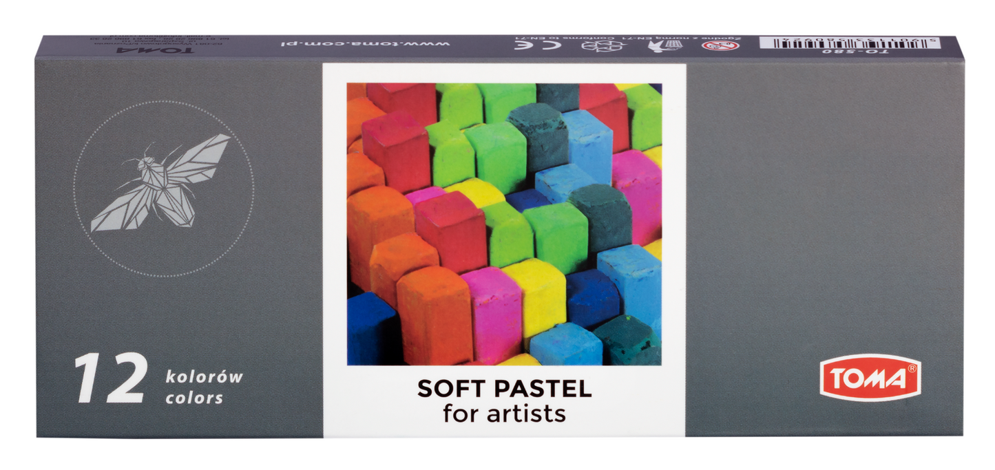 Soft Dry Pastels for Artists Pack of 12 Vibrant Colours Chalk Square Pastels Art