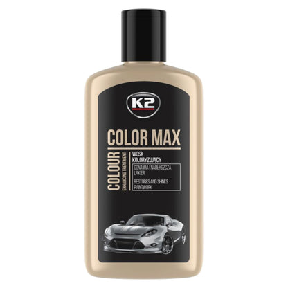 K2 Color Max Black Colour Wax 200ml - Car Wax Polish for Standard and Metallic Finishes, Restores Shine, Helps Reduce Minor Marks