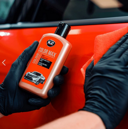 K2 Color Max Red Colour Wax 200ml - Car Wax Polish for Standard and Metallic Finishes, Restores Shine, Helps Reduce Minor Marks