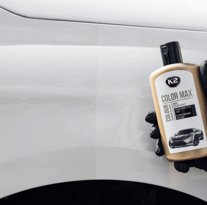 K2 Color Max White Colour Wax 200ml - Car Wax Polish for Standard and Metallic Finishes, Restores Shine, Helps Reduce Minor Marks