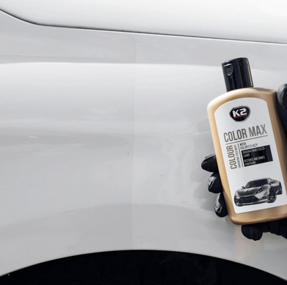 K2 Color Max White Colour Wax 200ml - Car Wax Polish for Standard and Metallic Finishes, Restores Shine, Helps Reduce Minor Marks