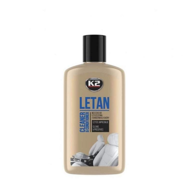 K2 Letan 200ml Leather Cleaner and Conditioner - Leather Care Milk for Car Seats, Upholstery, Bags, Furniture and Smooth Leather