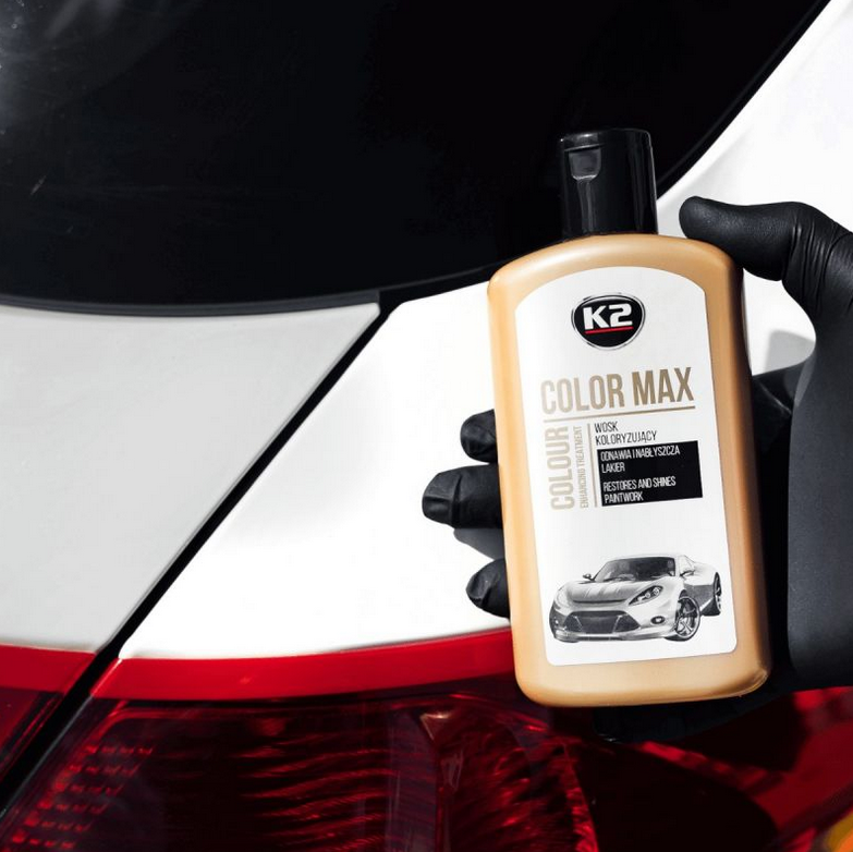 K2 Color Max White Colour Wax 200ml - Car Wax Polish for Standard and Metallic Finishes, Restores Shine, Helps Reduce Minor Marks