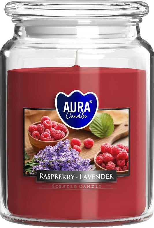 18oz Large Scented Candle In Glass Jar Fragrance Aromatic 100 Hr Burn Time (Raspberry - Lavender)