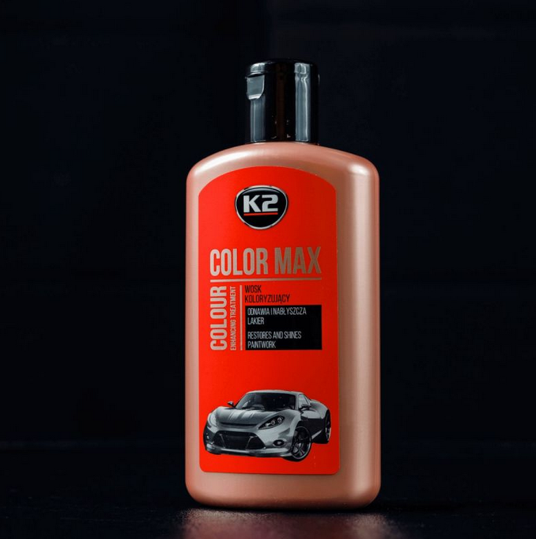 K2 Color Max Red Colour Wax 200ml - Car Wax Polish for Standard and Metallic Finishes, Restores Shine, Helps Reduce Minor Marks