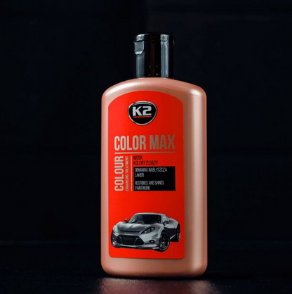 K2 Color Max Red Colour Wax 200ml - Car Wax Polish for Standard and Metallic Finishes, Restores Shine, Helps Reduce Minor Marks