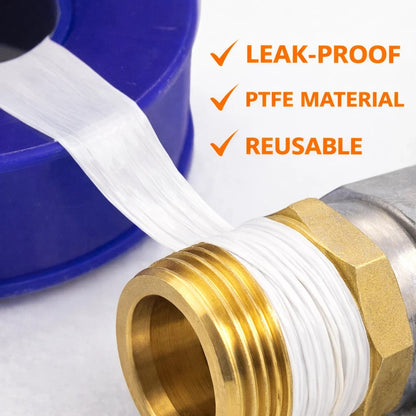 PTFE Thread Seal Tape 100 Rolls - Plumbers Tape 10m x 12mm - Leak Proof Thread Sealing for Water Gas Air Pipe Fittings - Heat Pressure Chemical Resistant - Plumbing Irrigation Maintenance