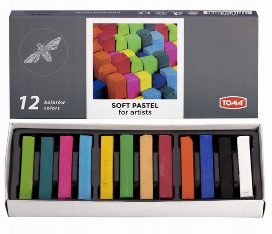 Soft Dry Pastels for Artists Pack of 12 Vibrant Colours Chalk Square Pastels Art