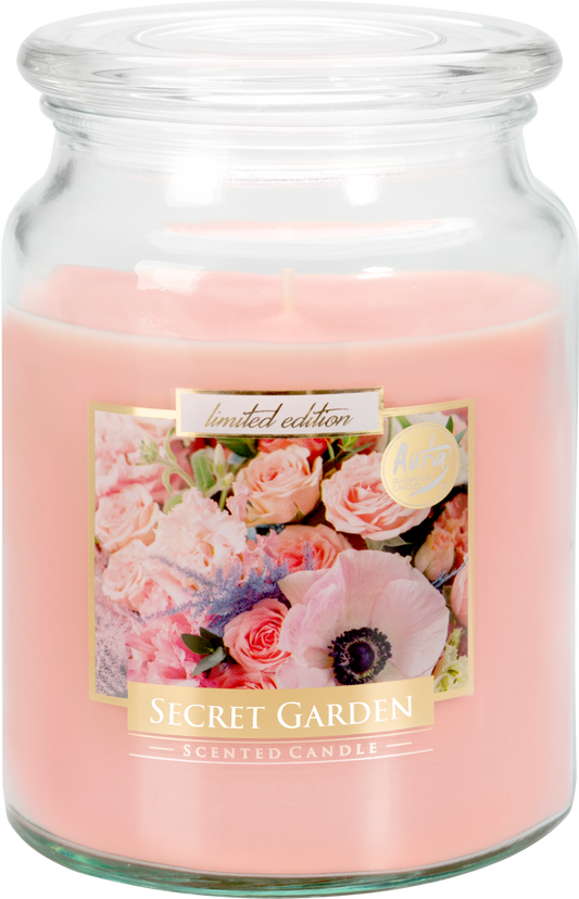 18oz Large Scented Candle In Glass Jar Fragrance Aromatic 100 Hr Burn Time (Secret Garden)