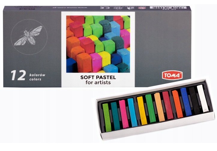 Soft Dry Pastels for Artists Pack of 12 Vibrant Colours Chalk Square Pastels Art