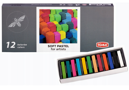 Soft Dry Pastels for Artists Pack of 12 Vibrant Colours Chalk Square Pastels Art