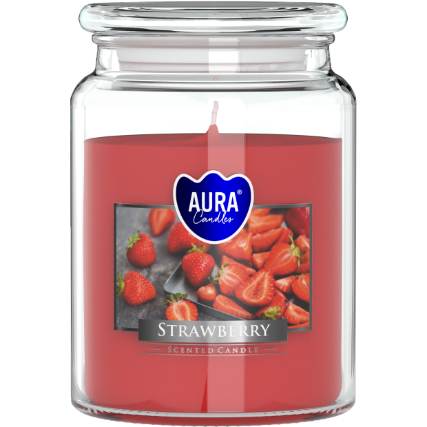 18oz Large Scented Candle In Glass Jar Fragrance Aromatic 100 Hr Burn Time (Strawberry)