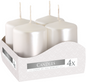 Pack of 4 Pearl Pillar Candles Small (Width: 40 mm / Height: 60 mm each)