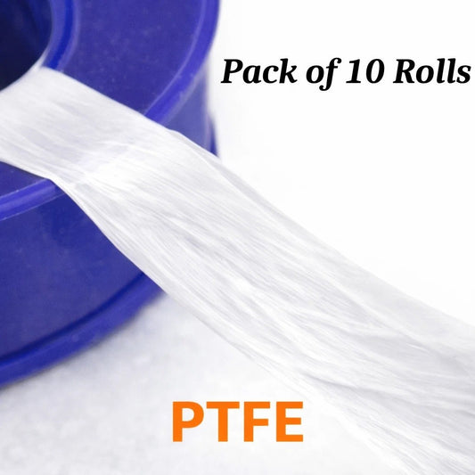 PTFE Thread Seal Tape 10 Rolls - Plumbers Tape 10m x 12mm - Leak Proof Thread Sealing for Water Gas Air Pipe Fittings - Heat Pressure Chemical Resistant - Plumbing Irrigation Maintenance