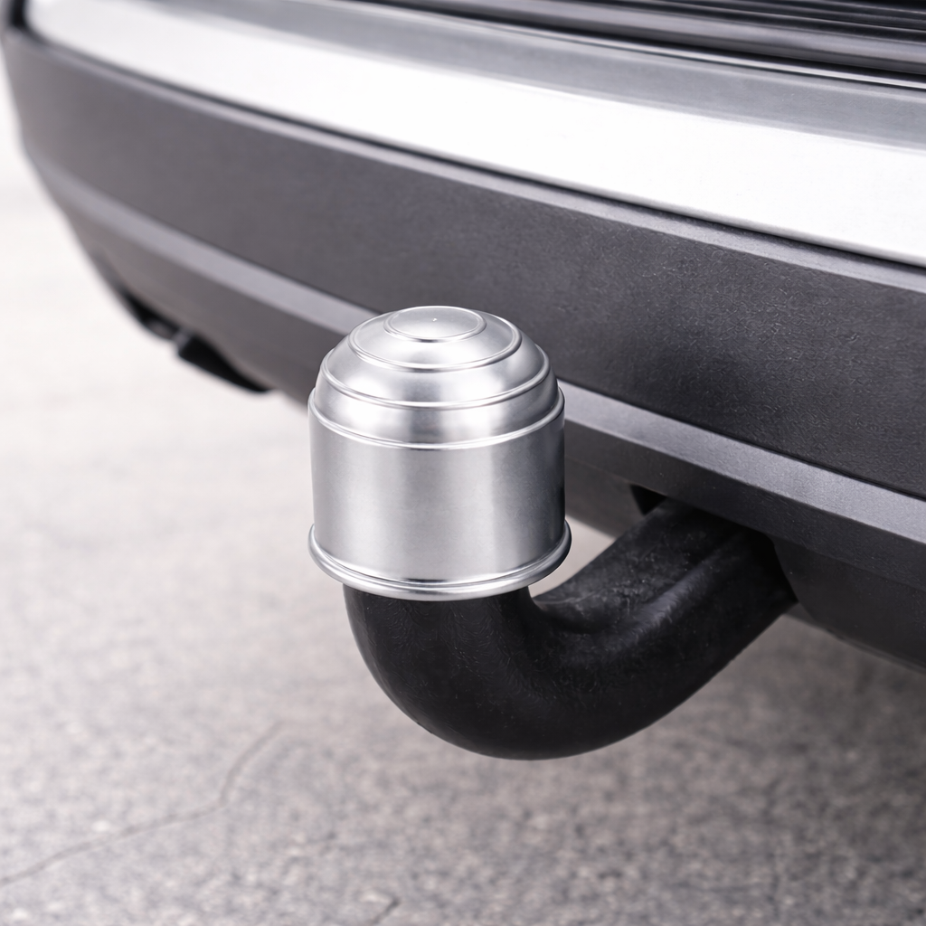 4 x Tow Bar Ball Cover 50mm - Silver Matt Towball Protector Cap - Universal Fit Tow Hitch Ball Cover - Dirt Rust Grease Protection