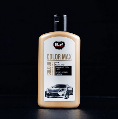 K2 Color Max White Colour Wax 200ml - Car Wax Polish for Standard and Metallic Finishes, Restores Shine, Helps Reduce Minor Marks