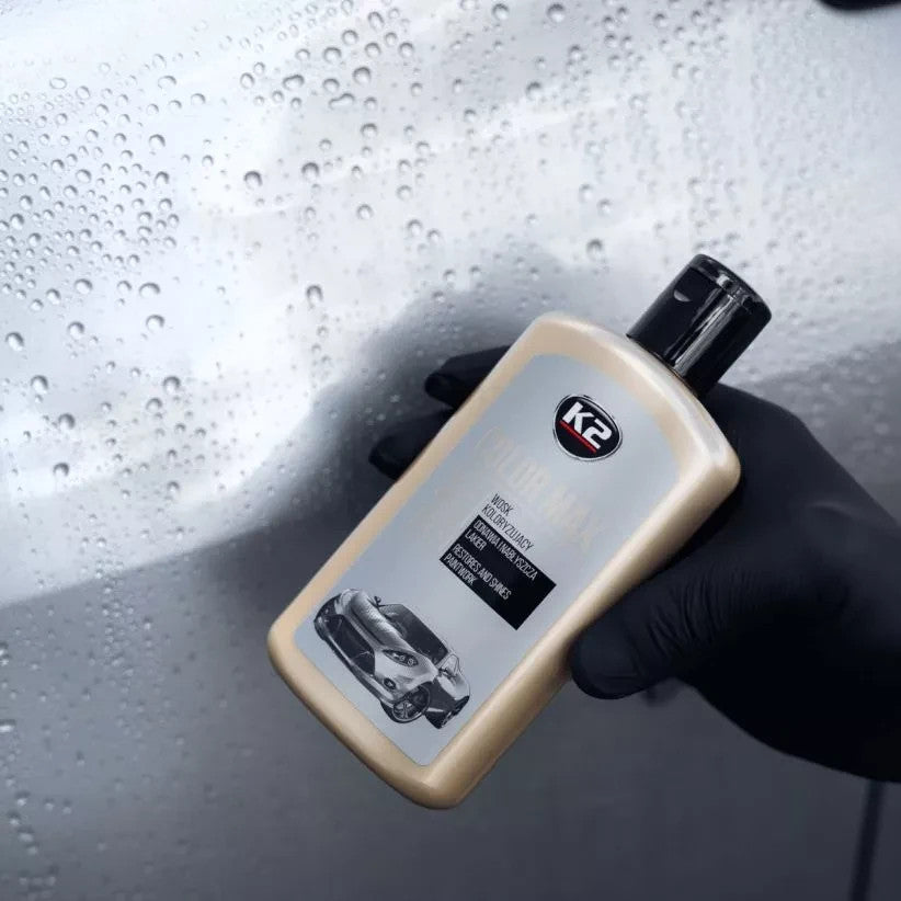 K2 Color Max Silver Colour Wax 200ml - Car Wax Polish for Standard and Metallic Finishes, Restores Shine, Helps Reduce Minor Marks