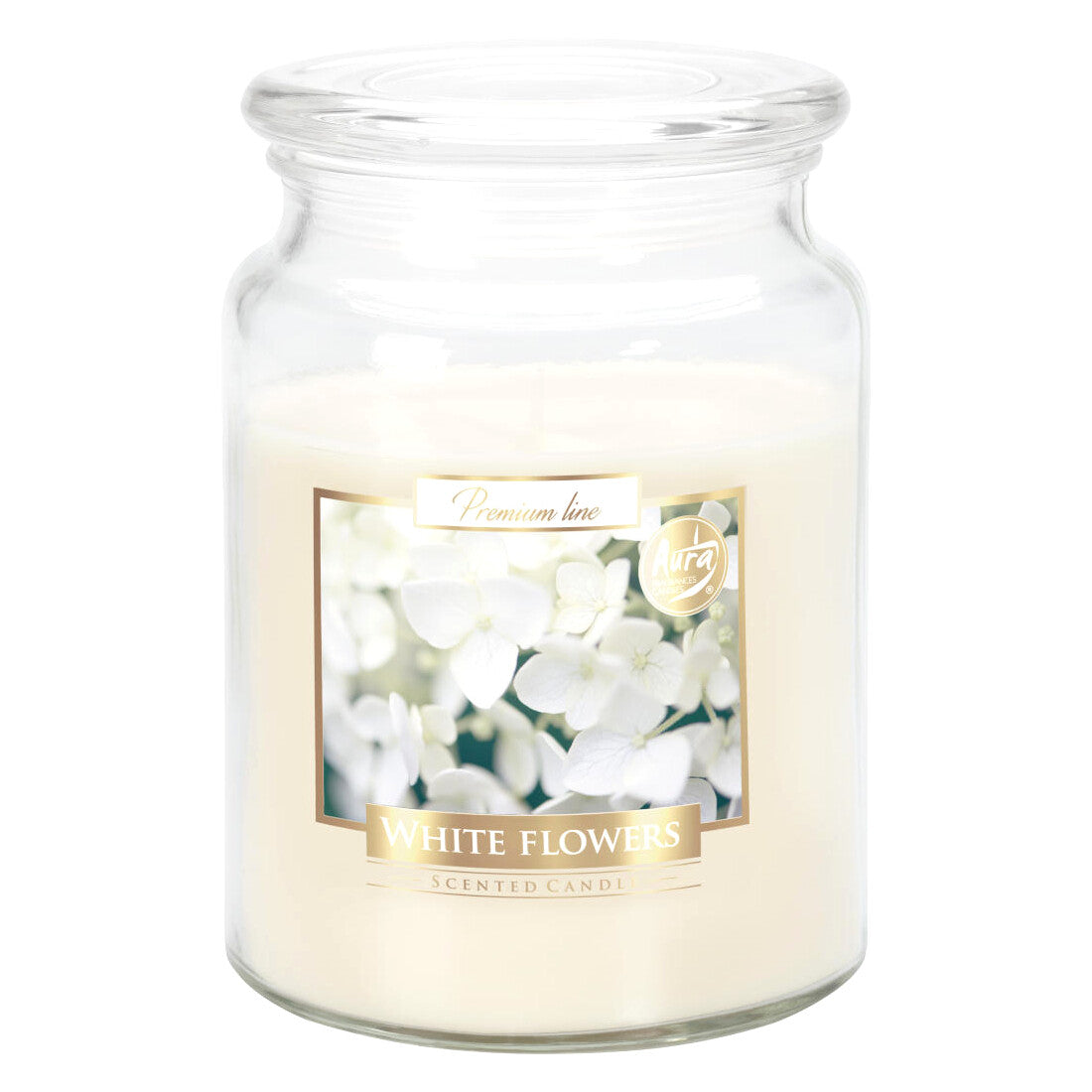 18oz Large Scented Candle In Glass Jar Fragrance Aromatic 100 Hr Burn Time (White Flowers)
