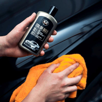 K2 Color Max Black Colour Wax 200ml - Car Wax Polish for Standard and Metallic Finishes, Restores Shine, Helps Reduce Minor Marks
