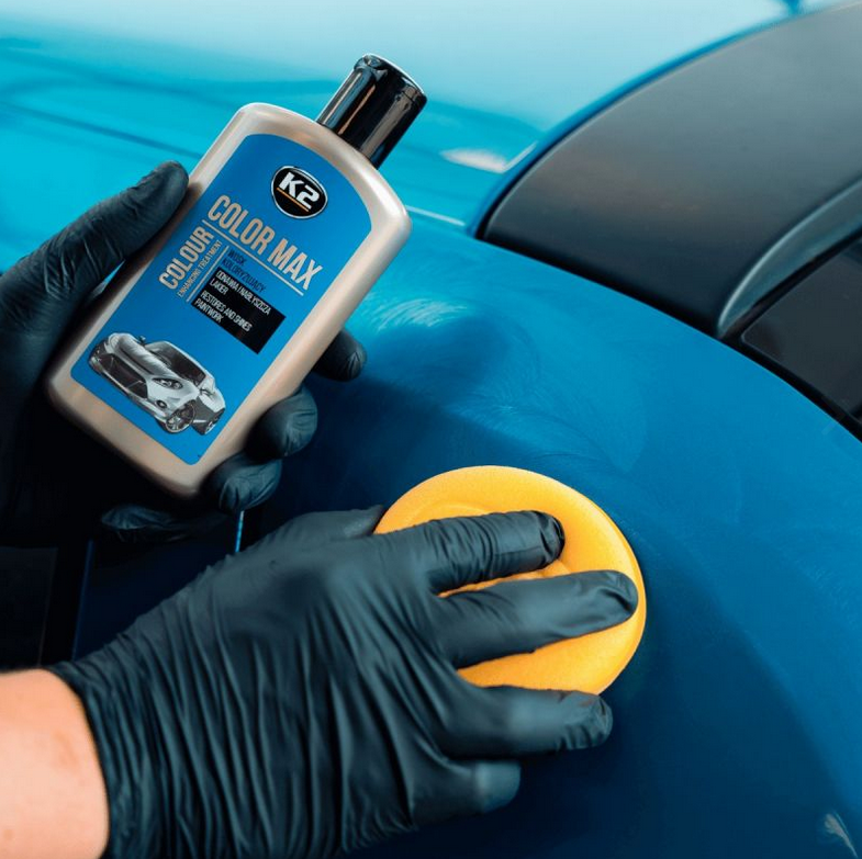 K2 Color Max Blue Colour Wax 200ml - Car Wax Polish for Standard and Metallic Finishes, Restores Shine, Helps Reduce Minor Marks