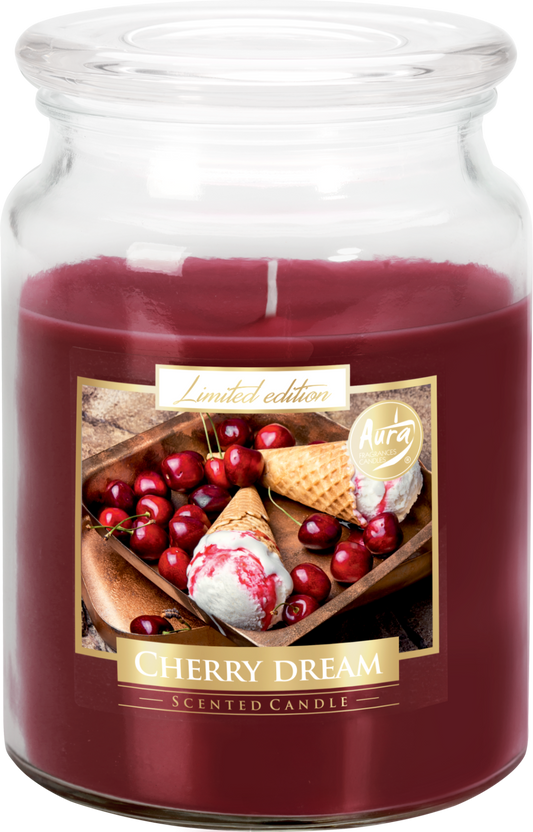 18oz Large Scented Candle In Glass Jar Fragrance Aromatic 100 Hr Burn Time (Cherry Dream)